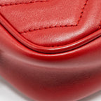 GUCCI GG MARMONT MATELASSE CAMERA BAG RED LEATHER RED GHW