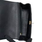 CHANEL TOP HANDLE MINI RECTANGULAR FLAP BAG LAMBSKIN BLACK LGHW (MICROCHIP)
