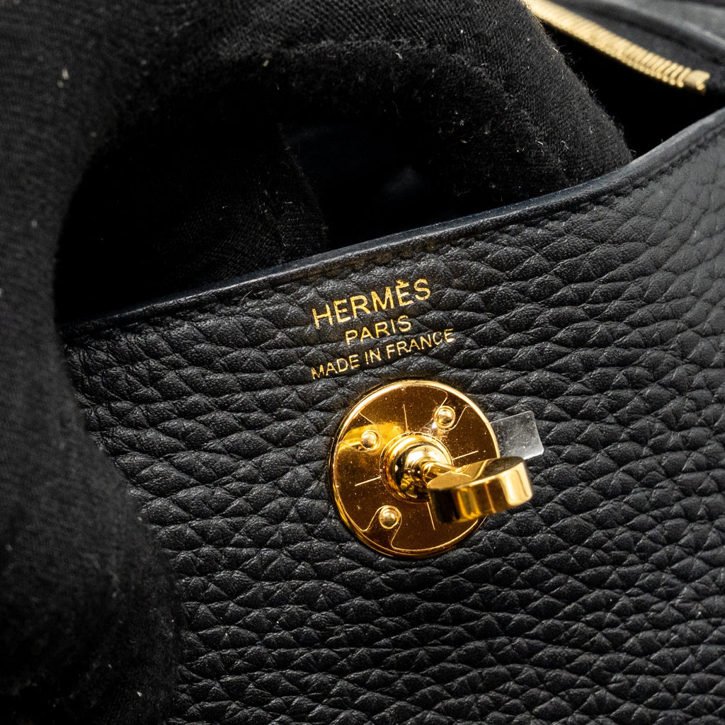 Hermes Mini Lindy Clemence Black GHW