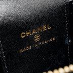 CHANEL TOP HANDLE MINI VANITY CASE WITH CHAIN LAMBSKIN BLACK GHW (MICROCHIP)