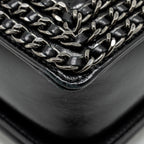 CHANEL NEW MEDIUM CHAIN EDGE BOY BAG CALFSKIN BLACK RUTHENIUM SHW