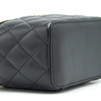 CHANEL TOP HANDLE LONG VANITY WITH CHAIN LAMBSKIN BLACK LGHW