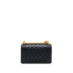 CHANEL SMALL BOY BAG CAVIAR BLACK WITH BRUSHED GHW(MICROCHIP)