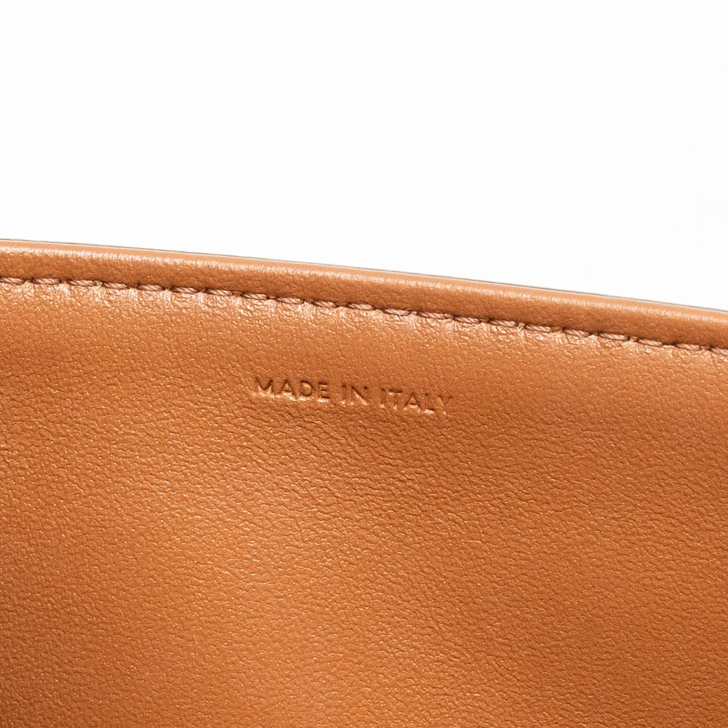 Celine Classique Triomphe bag in triomphe canvas and calfskin tan GHW