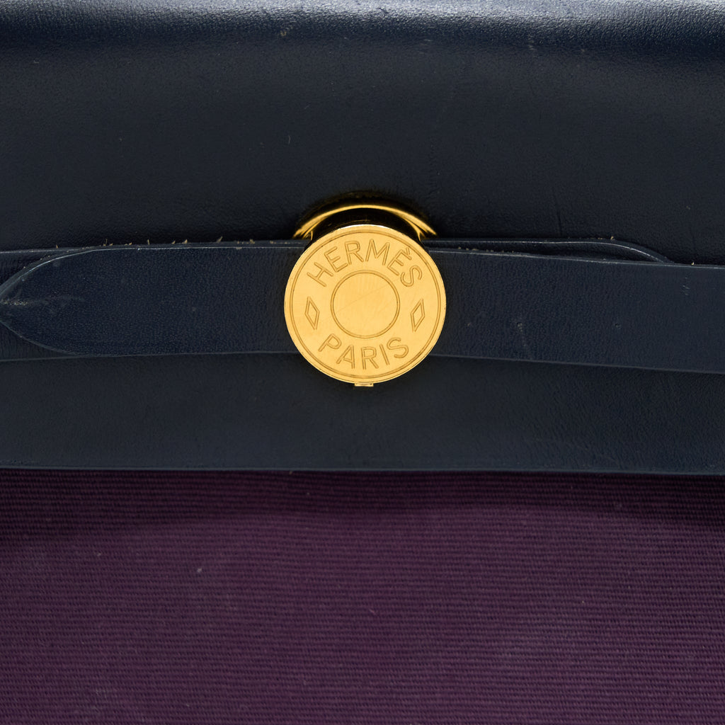 Hermes Herbag 31 Zip Bag Canvas/Vache Hunter Cassie/Bleu Indigo GHW