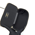 CHANEL TOP HANDLE LONG VANITY WITH CHAIN LAMBSKIN BLACK LGHW
