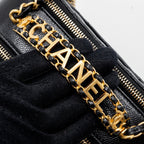 CHANEL LETTER TOP HANDLE SMALL VANITY CASE CAVIAR BLACK BRUSHED GHW(MICROCHIP)