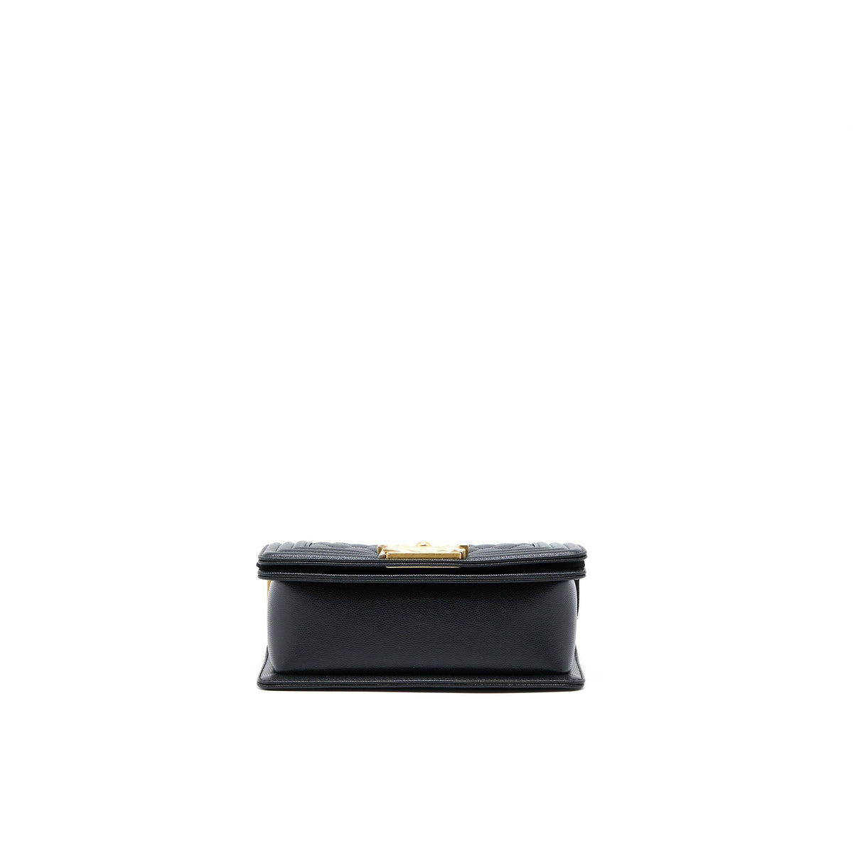 CHANEL SMALL BOY BAG CAVIAR BLACK WITH BRUSHED GHW(MICROCHIP)