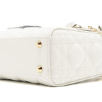 DIOR MINI LADY DIOR LAMBSKIN WHITE LGHW