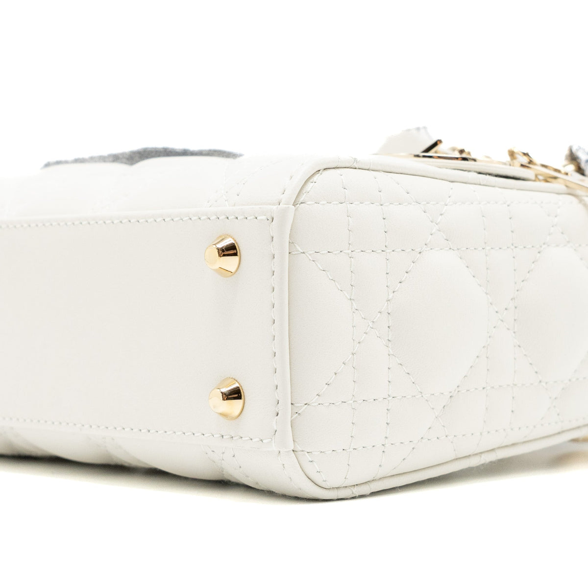 DIOR MINI LADY DIOR LAMBSKIN WHITE LGHW