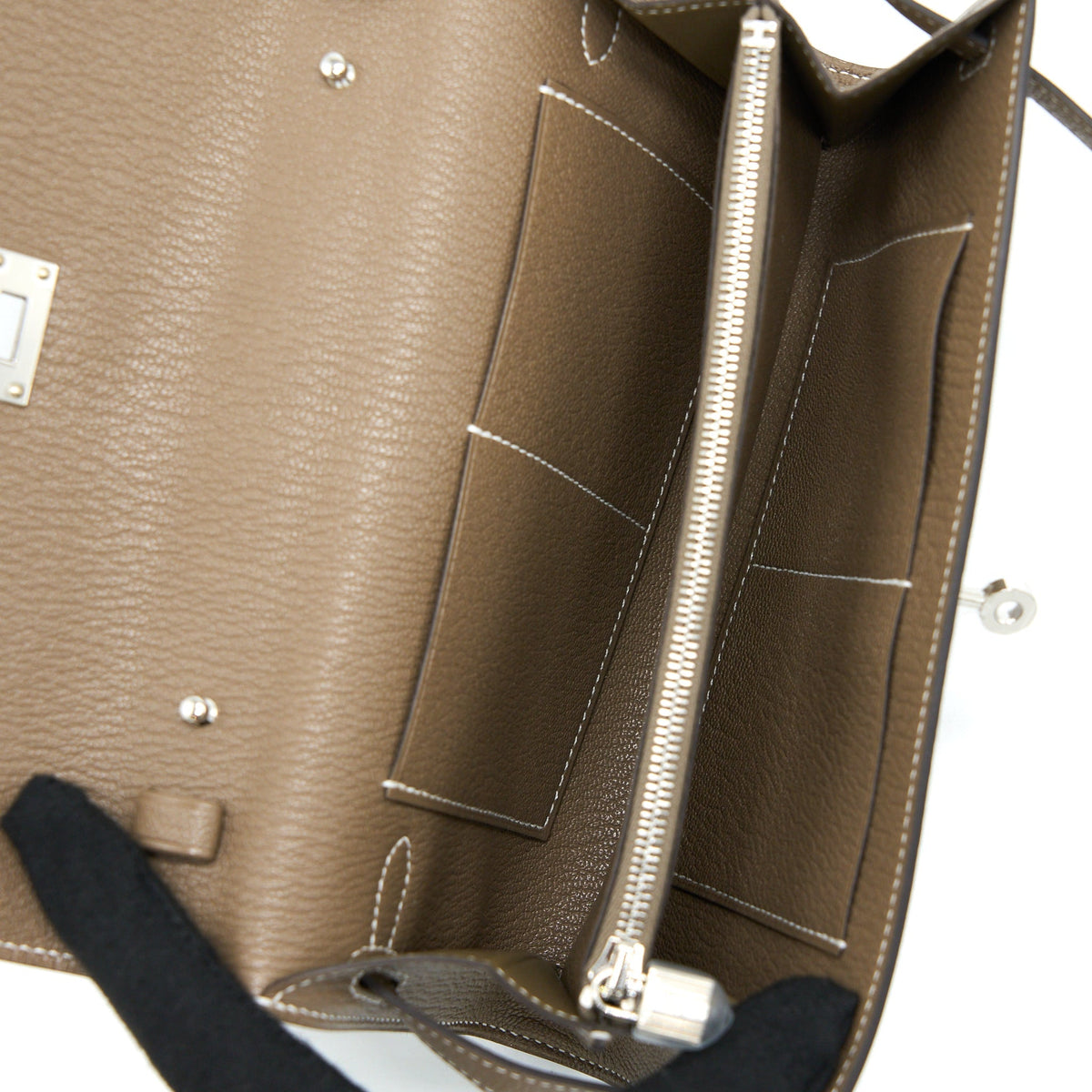 Hermes Kelly To Go Chevre Mysore Etoupe SHW
