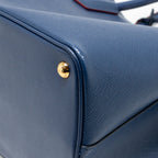 Prada Saffiano Cuir Double Bag Saffiano Leather Blue/Red GHW