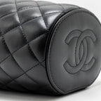 CHANEL AFTERNOON TEA TOP HANDLE VANITY CASE WITH CHAIN LAMBSKIN BLACK GHW (MICROCHIP)