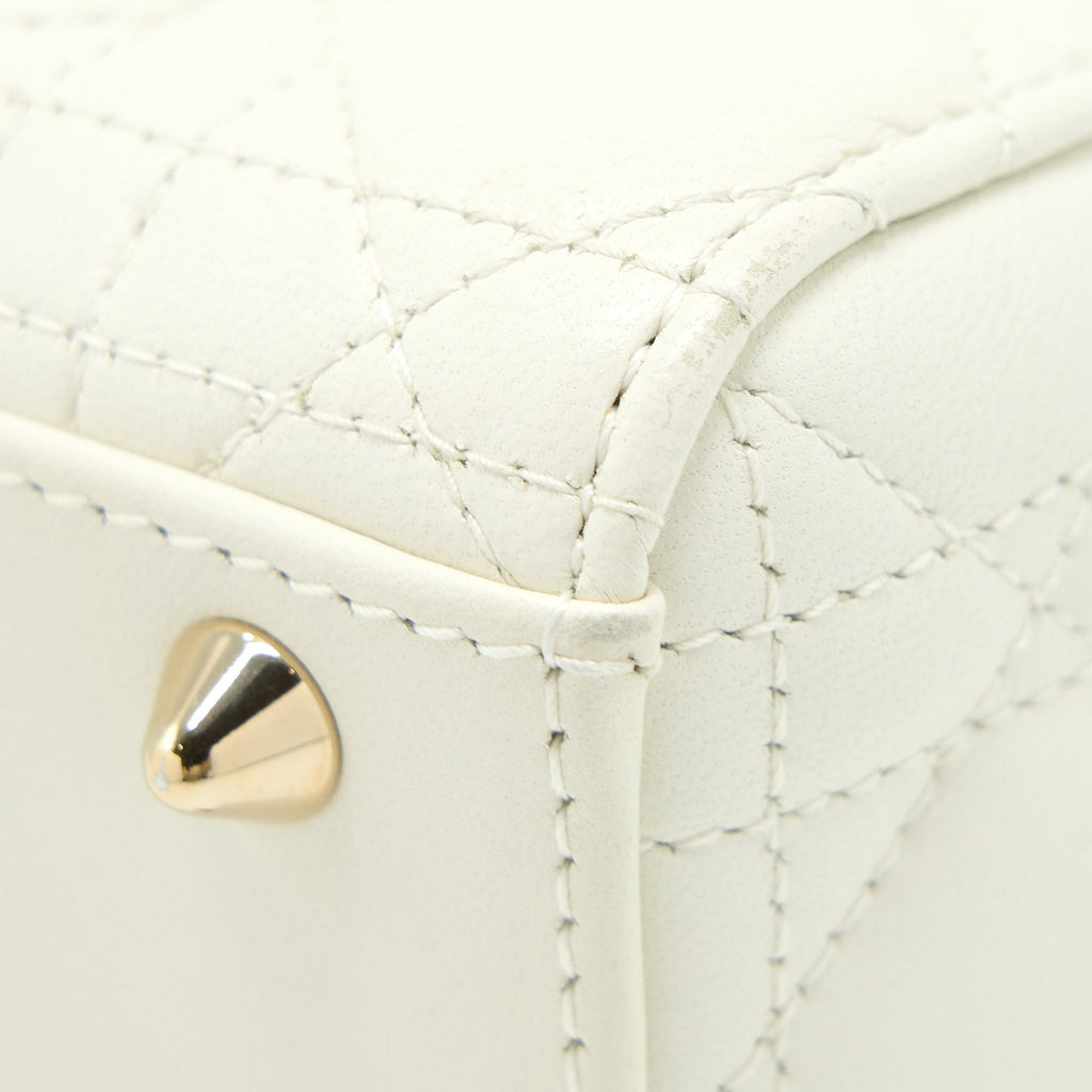 DIOR SMALL LADY DIOR LAMBSKIN WHITE LGHW