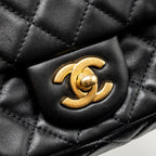 CHANEL PEARL CRUSH MINI RECTANGULAR FLAP BAG LAMBSKIN BLACK GHW (MICROCHIP)