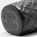 CHANEL AFTERNOON TEA TOP HANDLE VANITY CASE WITH CHAIN LAMBSKIN BLACK GHW (MICROCHIP)