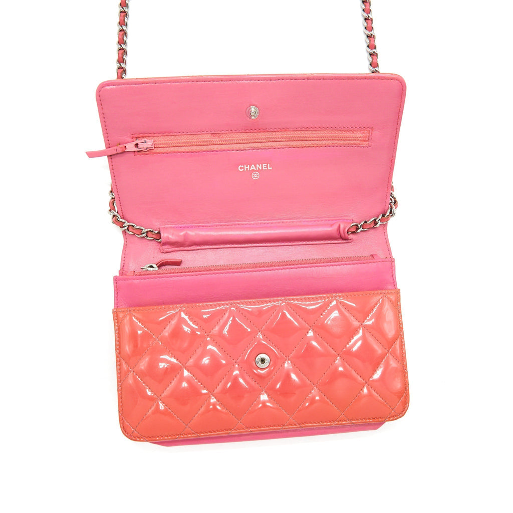CHANEL WALLET ON CHAINS RED PATENT SHW