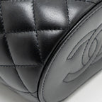 CHANEL AFTERNOON TEA TOP HANDLE VANITY CASE WITH CHAIN LAMBSKIN BLACK GHW (MICROCHIP)