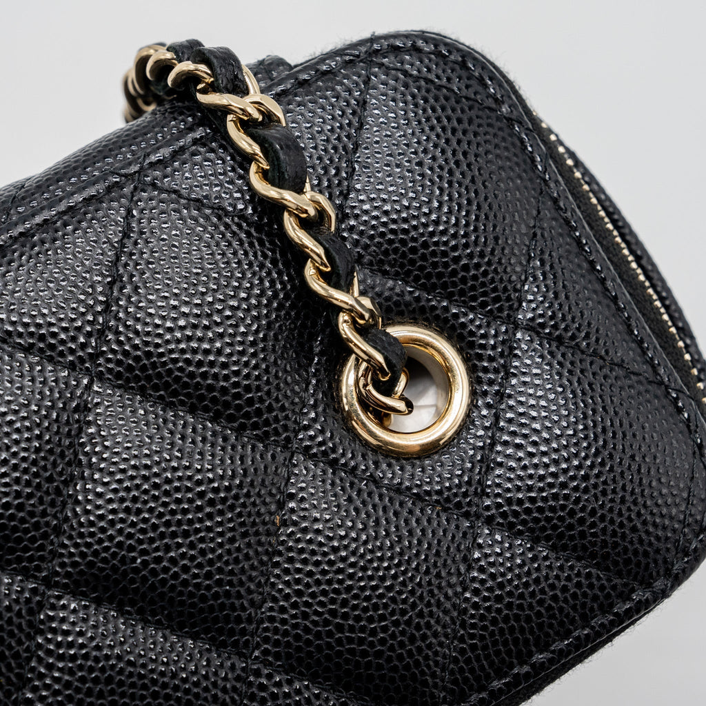 CHANEL LONG VANITY CASE CAVIAR BLACK LGHW