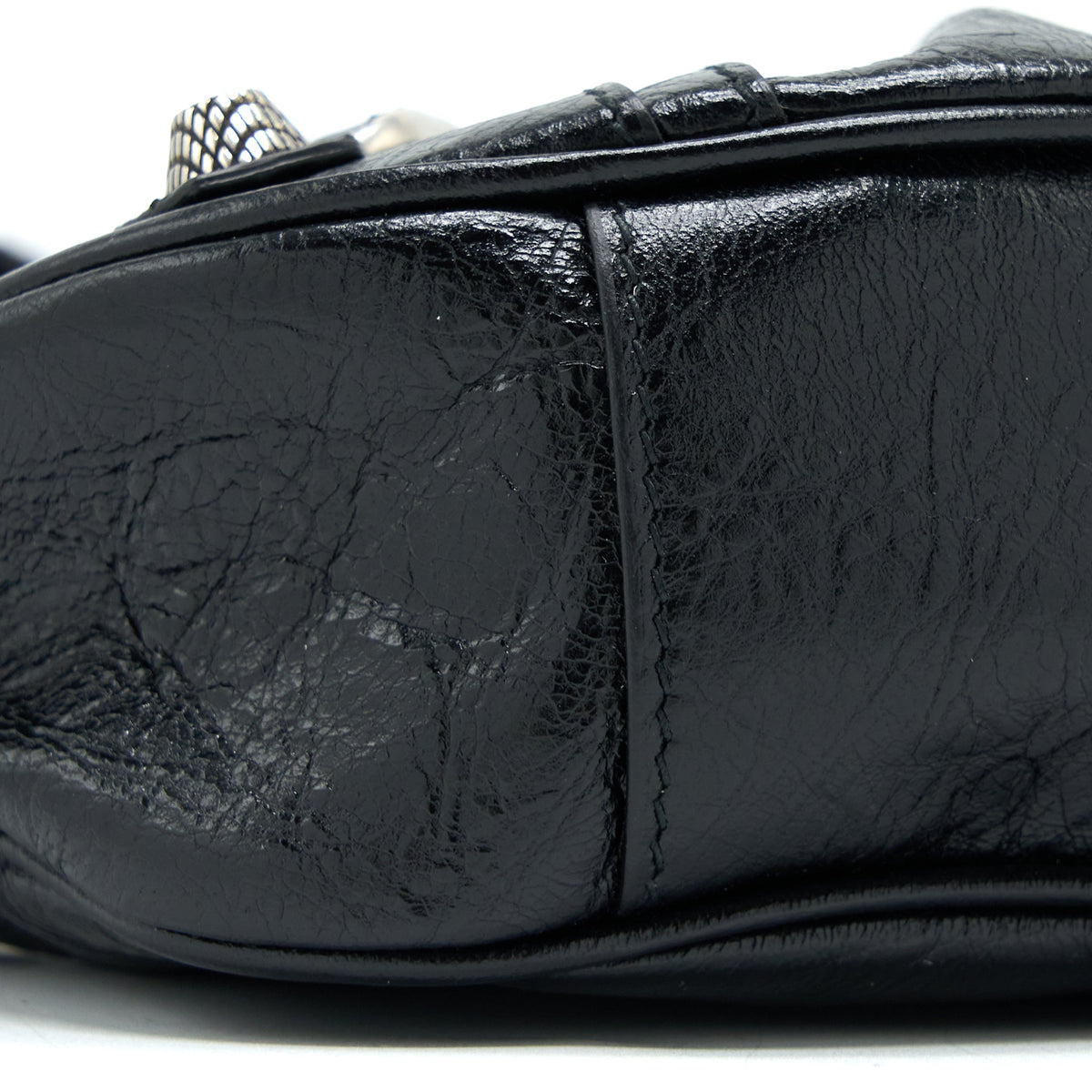 BALENCIAGA LE CAGOLE XS SHOULDER BAG ARENA LAMBSKIN BLACK SHW