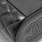 CHANEL AFTERNOON TEA TOP HANDLE VANITY CASE WITH CHAIN LAMBSKIN BLACK GHW (MICROCHIP)