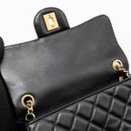 CHANEL PEARL CRUSH MINI RECTANGULAR FLAP BAG LAMBSKIN BLACK GHW (MICROCHIP)