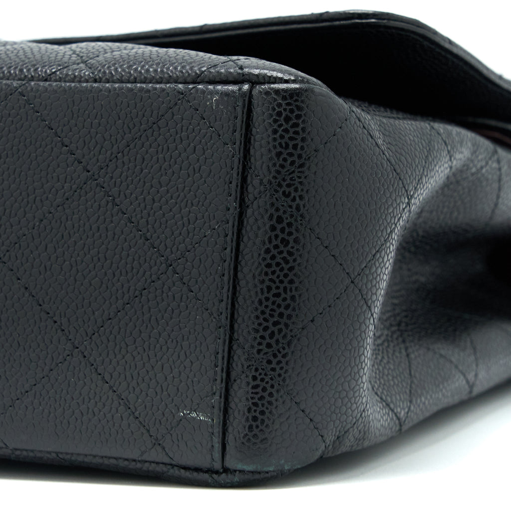 CHANEL MAXI CLASSIC DOUBLE FLAP BAG CAVIAR BLACK GHW