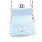CHANEL 21K MY PERFECT MINI FLAP BAG CAVIAR IRIDESCENT LIGHT BLUE GHW (MICROCHIP)