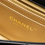 CHANEL PEARL CRUSH MINI RECTANGULAR FLAP BAG LAMBSKIN BLACK GHW (MICROCHIP)