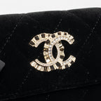 Chanel Crystal CC Card Holder Velvet Black LGHW