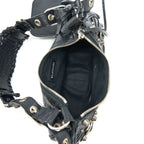 BALENCIAGA LE CAGOLE XS SHOULDER BAG ARENA LAMBSKIN BLACK SHW