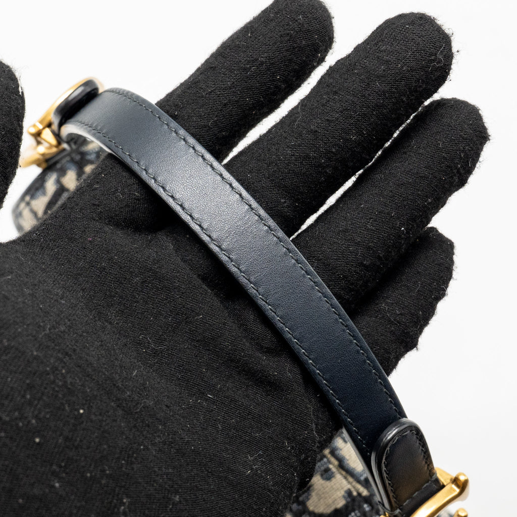 DIOR MINI SADDLE BAG BLUE OBLIQUE JACQUARD CANVAS GHW