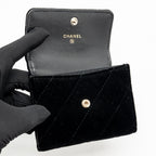 Chanel Crystal CC Card Holder Velvet Black LGHW