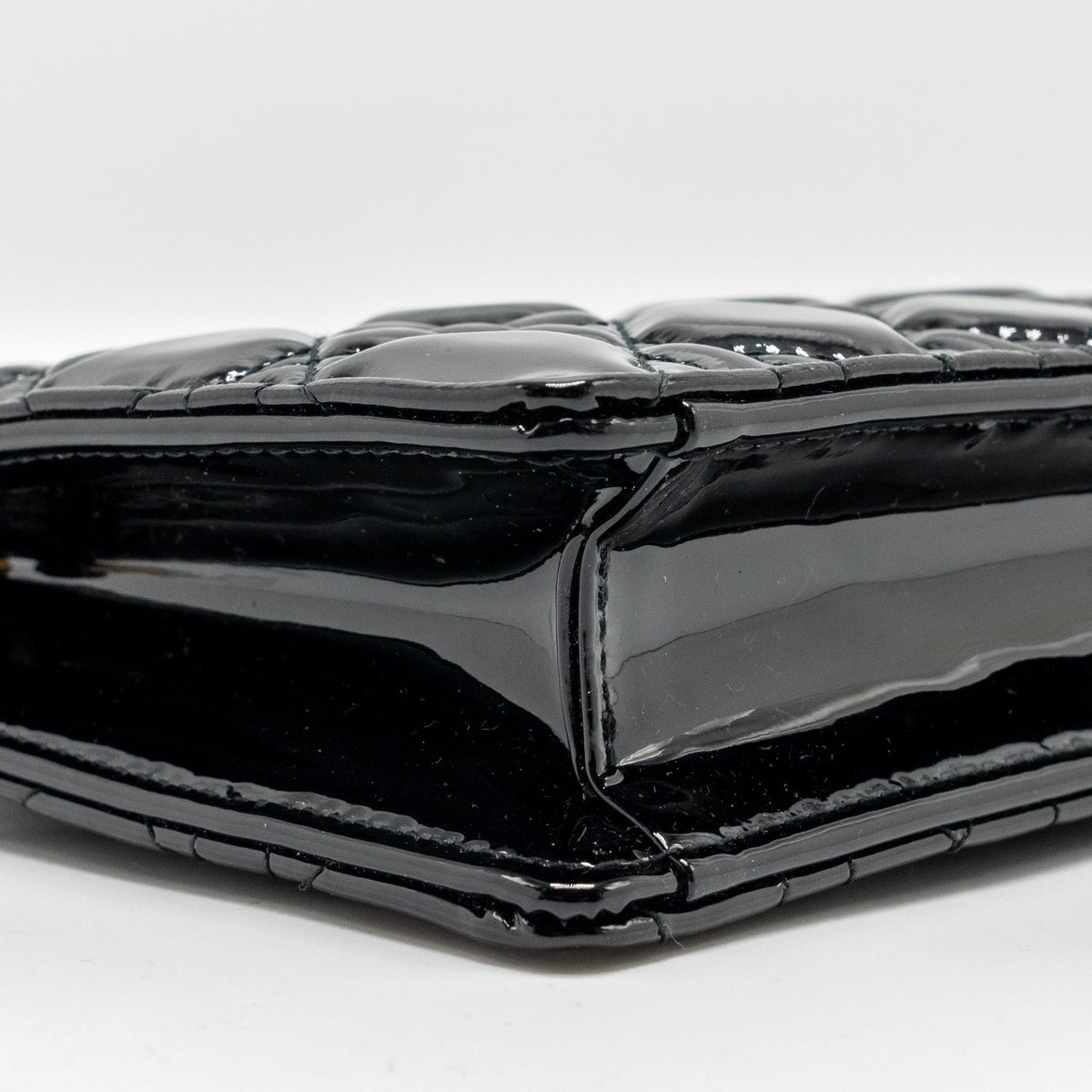 DIOR CARO POUCH WITH CHAIN PATENT CALFSKIN BLACK GHW
