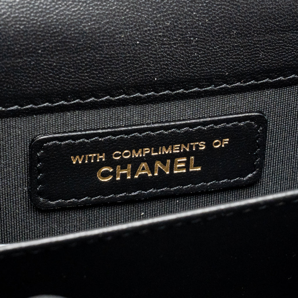 Chanel Crystal CC Card Holder Velvet Black LGHW