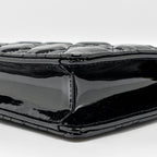 DIOR CARO POUCH WITH CHAIN PATENT CALFSKIN BLACK GHW