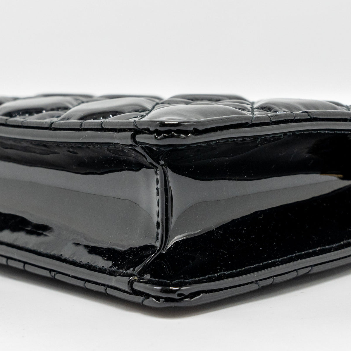 DIOR CARO POUCH WITH CHAIN PATENT CALFSKIN BLACK GHW