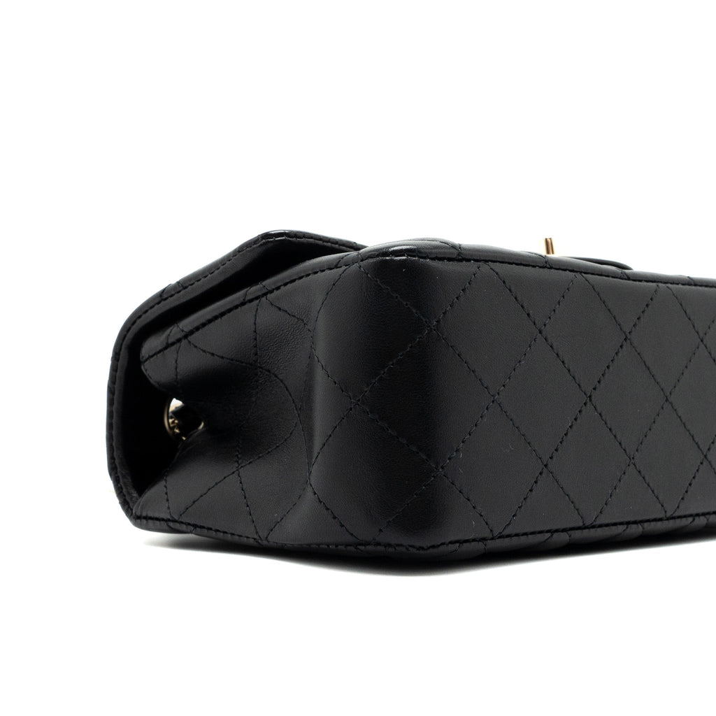 CHANEL MINI RECTANGULAR FLAP BAG LAMBSKIN BLACK LGHW (MICROCHIP)