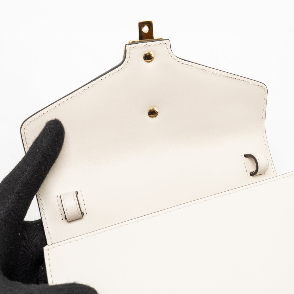 Gucci top handle mini Sylvie bag calfskin white GHW