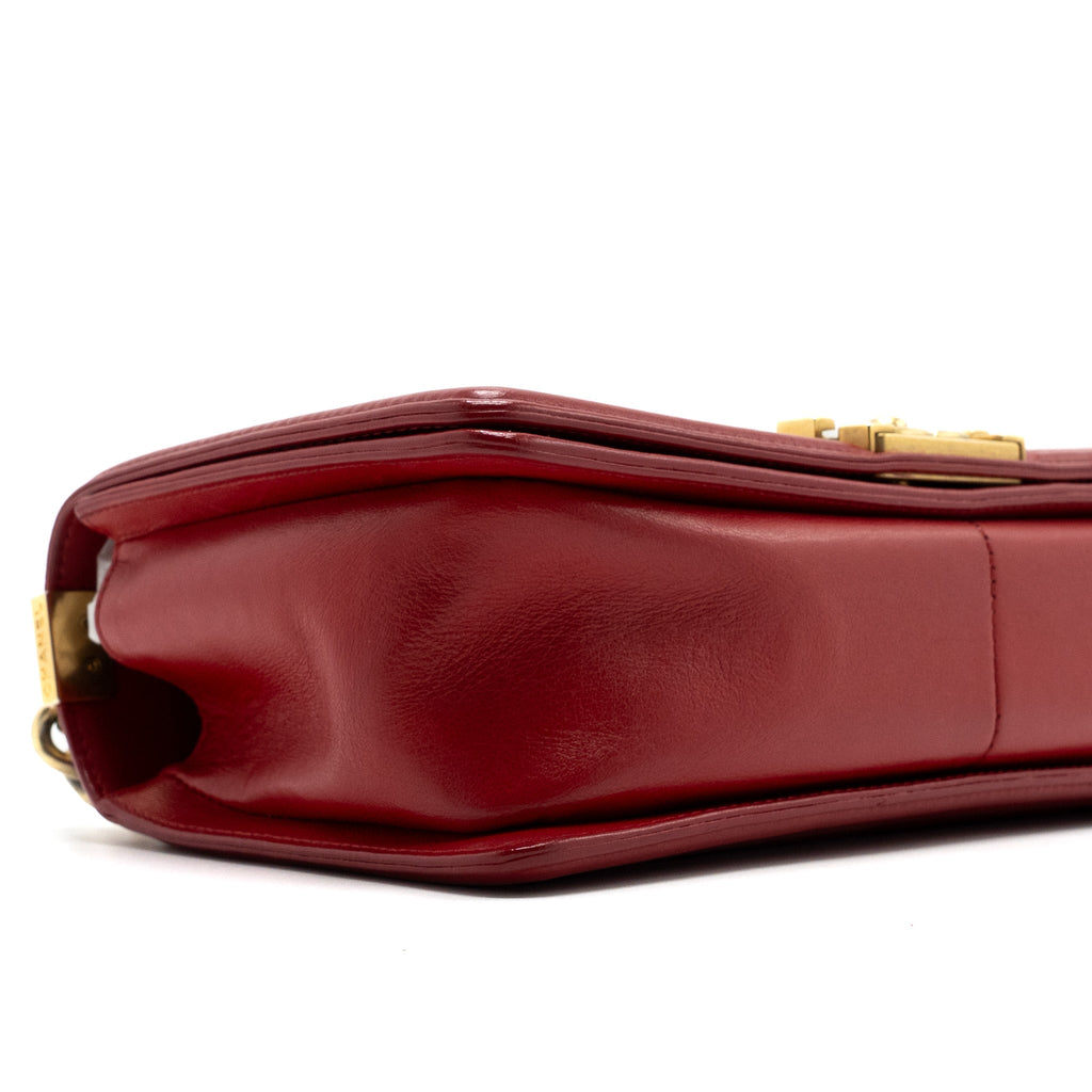 CHANEL MEDIUM BOY BAG LAMBSKIN RED BRUSHED GHW