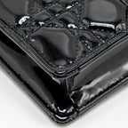 DIOR CARO POUCH WITH CHAIN PATENT CALFSKIN BLACK GHW