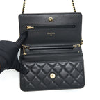 CHANEL CLASSIC WALLET ON CHAINS LAMBSKIN BLACK GHW(MICROCHIP)