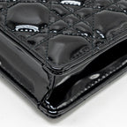 DIOR CARO POUCH WITH CHAIN PATENT CALFSKIN BLACK GHW