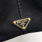 Prada Small Canapa Tote Bag Canvas Black/White GHW