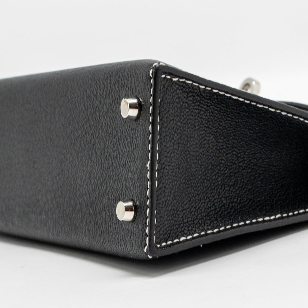 Hermes Mini Kelly II Special Order Chèvre Mysore Black/Lime SHW