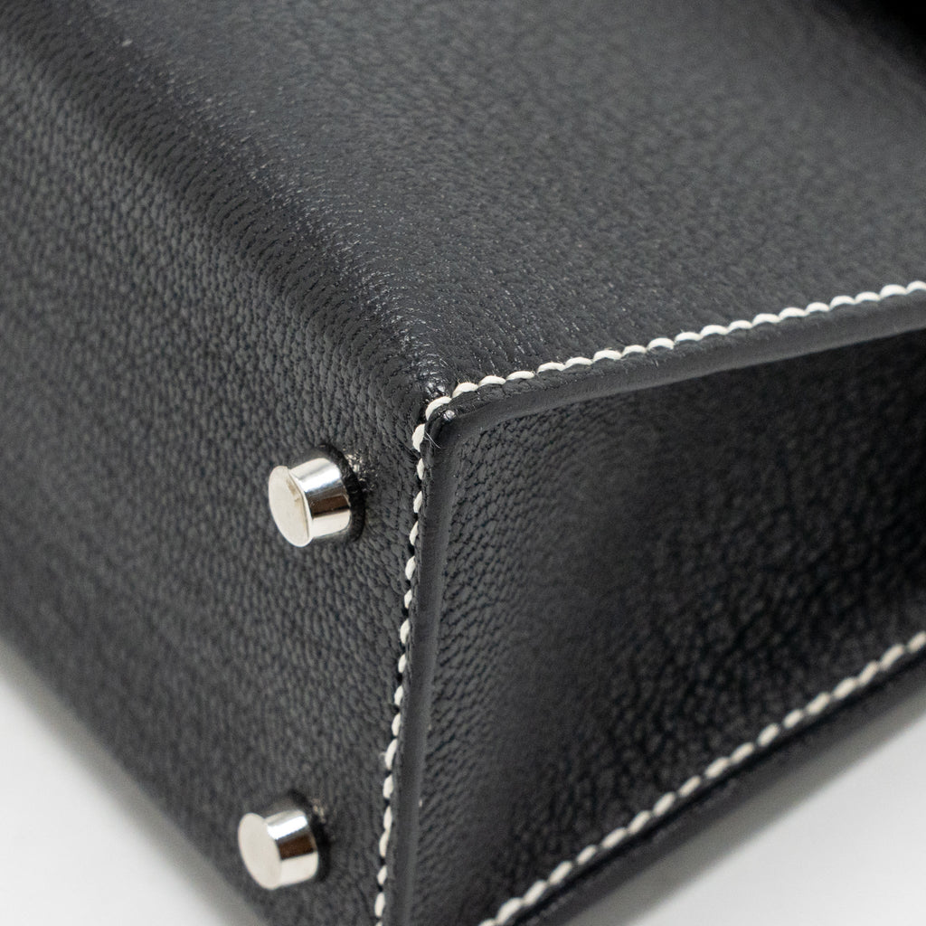 Hermes Mini Kelly II Special Order Chèvre Mysore Black/Lime SHW