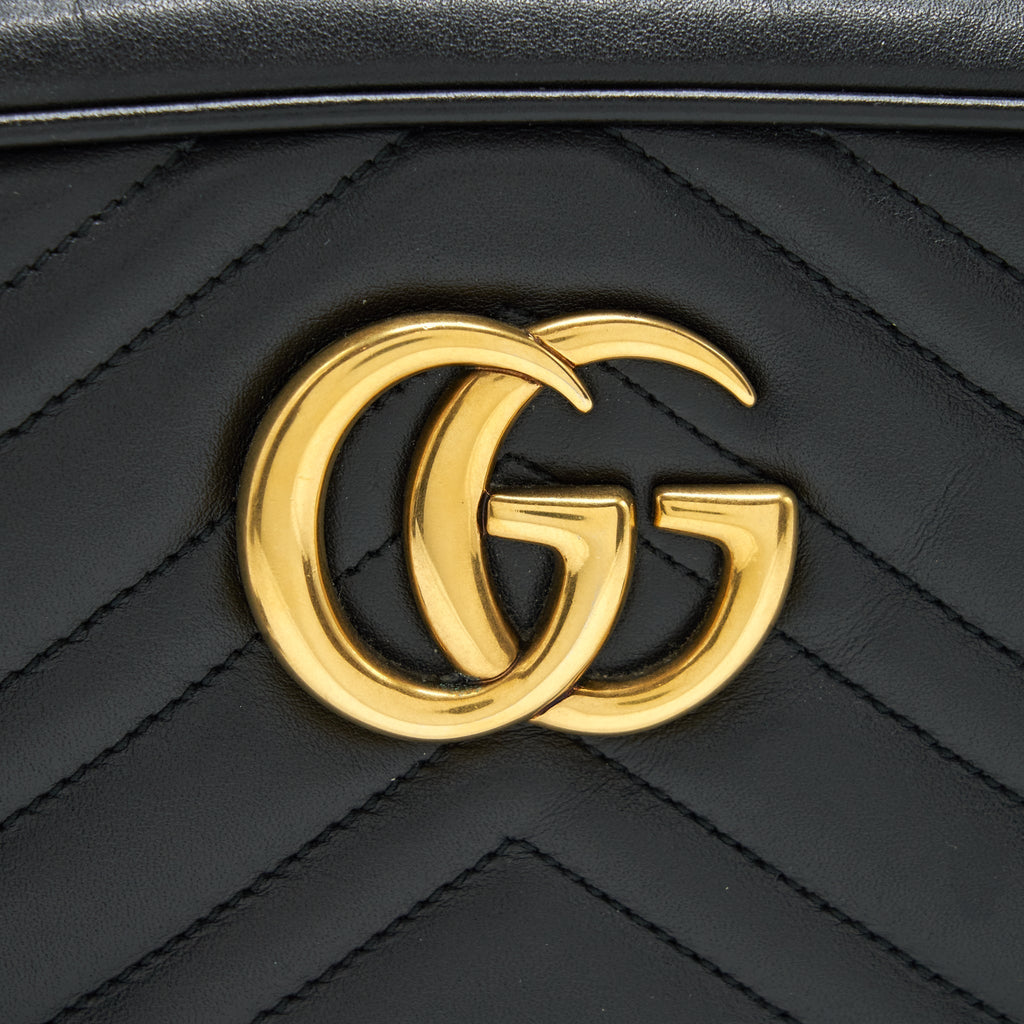GUCCI GG MARMONT SMALL MATELASSE SHOULDER BAG BLACK GHW