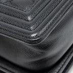 CHANEL SMALL BOY BAG CAVIAR BLACK GHW (MICROCHIP)