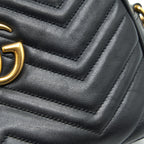 GUCCI GG MARMONT SMALL MATELASSE SHOULDER BAG BLACK GHW