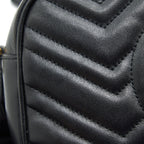 GUCCI GG MARMONT SMALL MATELASSE SHOULDER BAG BLACK GHW